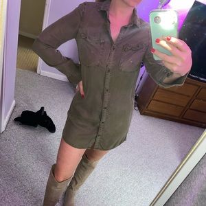 Army green shirt dress